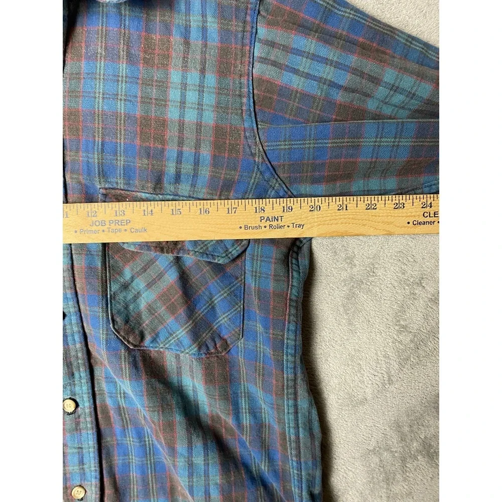Woolrich Mens M Plaid Flannel Shirt Blue Grey Button-Up